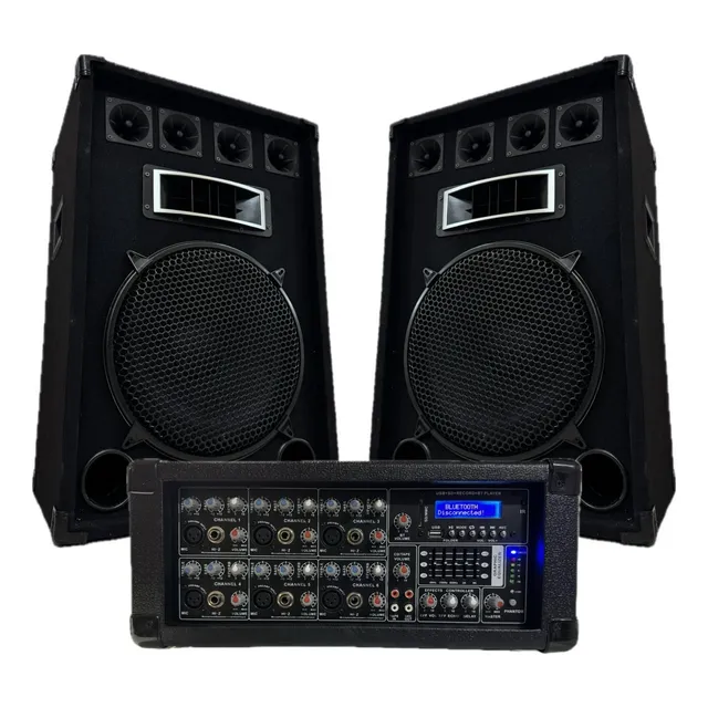 Combo Consola Potenciada 6 Canales + 2 Bafles De 15'' 500w