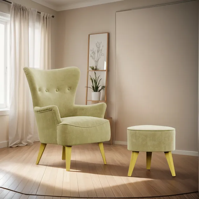 Sillón + Puff - Con Envío Gratis - Modelo Orejero