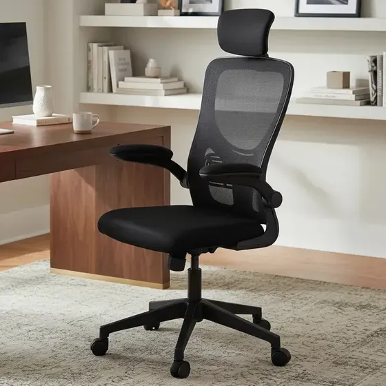 Silla De Oficina Escritorio Alta Ergonomica Apoyacabeza Negro Zhome Negro Mesh