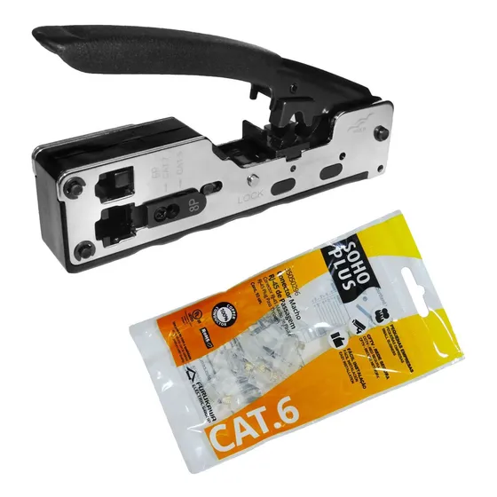 Alicate Crimpar Rj45 Ez Crimp + 10 Conectores Cat6 Furukawa