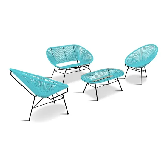 Juego De Sala Y Muebles En Mimbre Plástico Pvc.