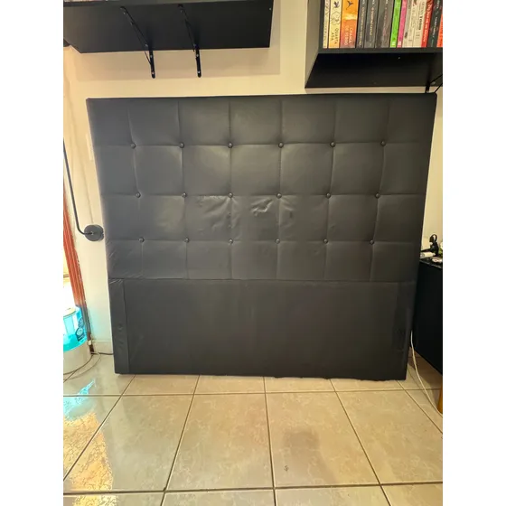 Cabeceira Cama Box Casal Em Couro Ecológico Preto Preto