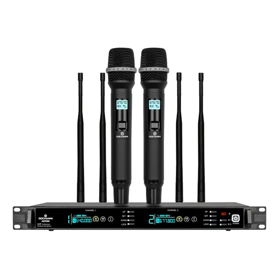 Microfonos Gc Adx300 Inalambricos Sistema Uhf Mano 2 Canales Color Negro