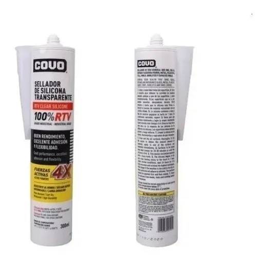 Silicon Transparente Cartucho 300ml 100% Rtv Covo