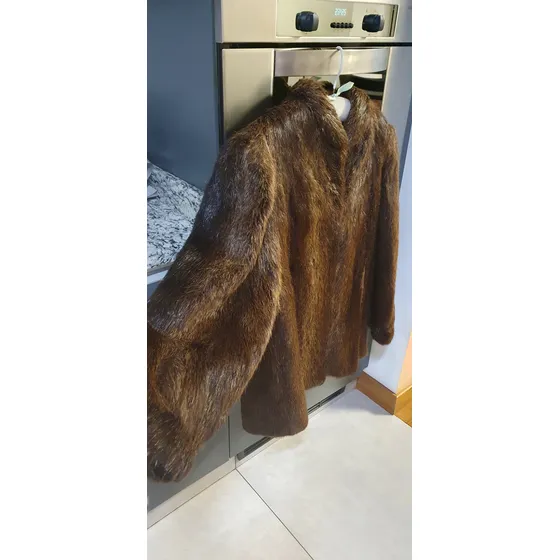Tapado De Piel Natural De Vison Marrón, Usado, Impecable.
