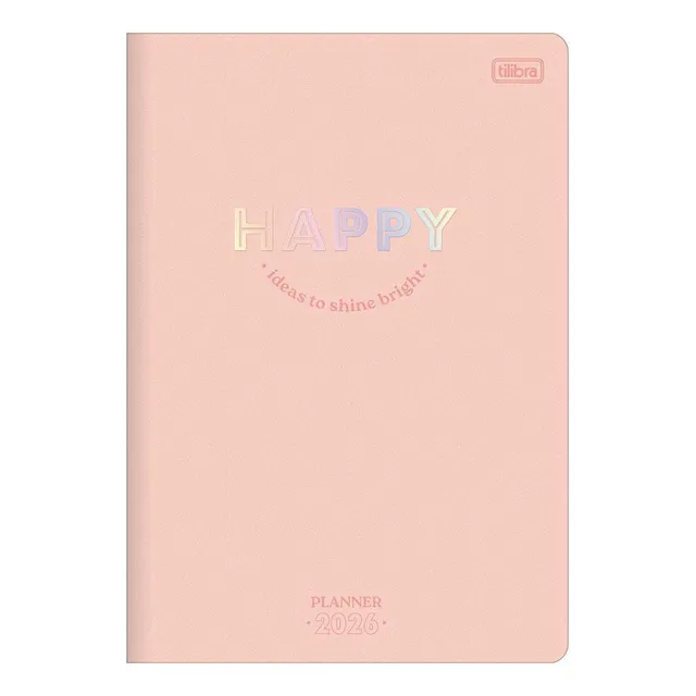 Planner Mensal 2026 Grampeado M7 Happy Salmão Tilibra