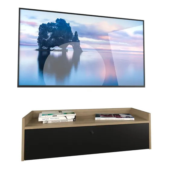 Estante Rack De Tv Color OLMO NEGRO MATE