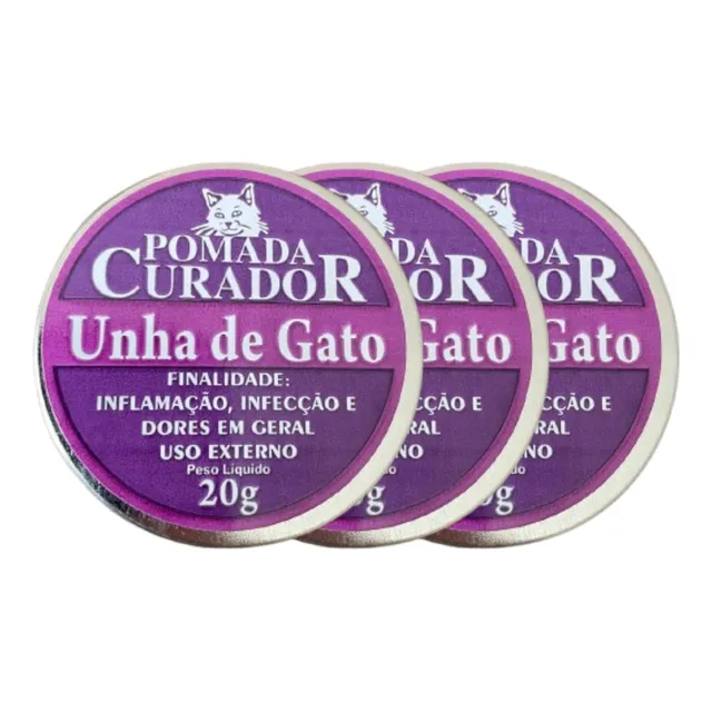 Kit C/3 Pomadas Unha De Gato Curedermy 100% Natural