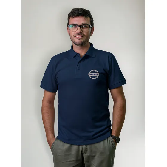 Remera Polo Chomba Hombre Caballero Bordada Logo Nissan