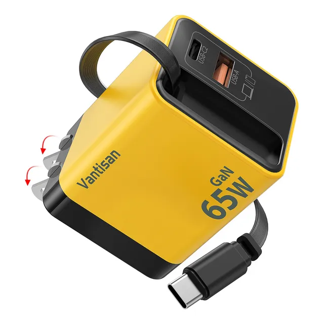 Cargador Gan Retráctil 65w Usb C Carga Rápido Vantisan
