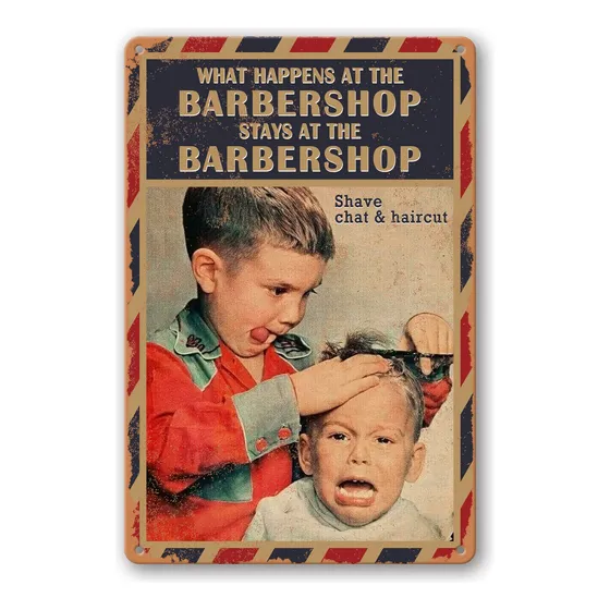 Cartel Pared Barberia Para Letrero Metal Vintage Decoracion