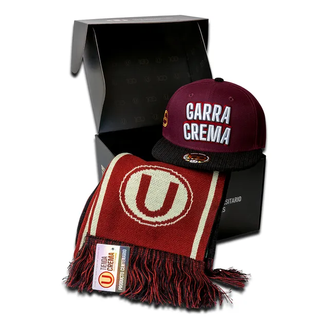 Set Del Hincha Universitario  Garra Crema  - Gorra Y Bufanda