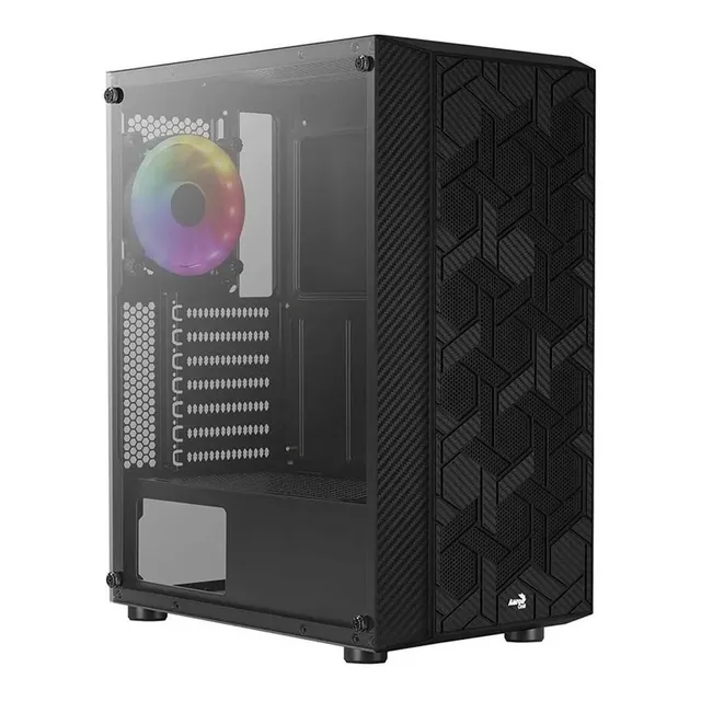 Armario Aerocool Hive Argb Mid Tower con vidrio lateral para jugadores, color negro