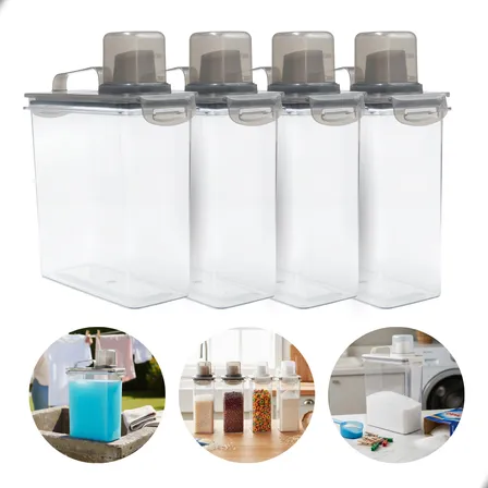 Kit 4 Potes Dispenser Herméticos 3l Copo Medidor Multiuso Fume