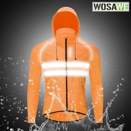 Wosawe® Casaca Cortaviento Con Capucha Reflectiva Ciclismo