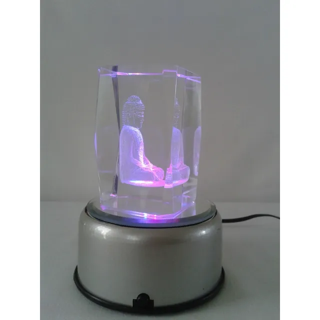 Cubo Cristal Buda Siddharta Gautama Con Base Rotatoria