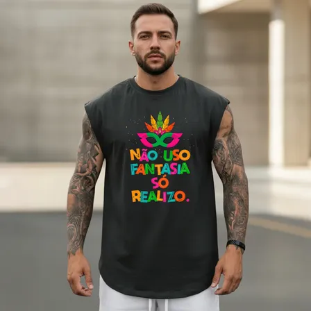 Regata Carnaval Oversize Masculina Nãouso Fantasiasó Realizo