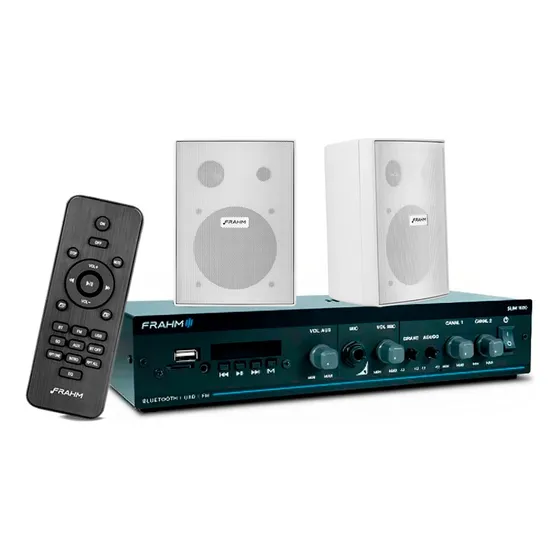 Kit Som Ambiente Bluetooth Frahm Slim 1600 + 2 Caixas Ps200 Cor Preto/branco Potência De Saída Rms 60 W 127/220v