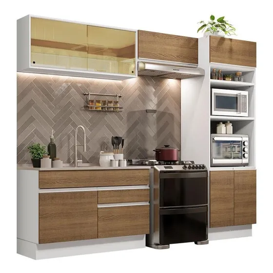 Cocina Integral Madesa GRGL2700129B Glamy 270cm Blanco/Marrón