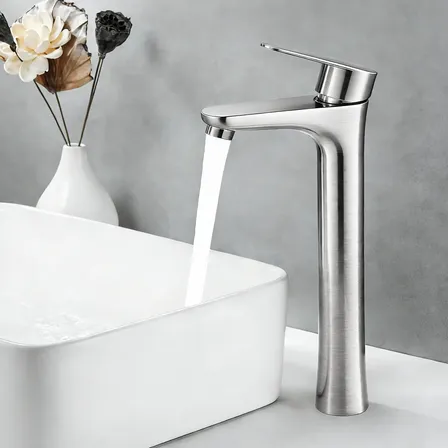 Torneira Banheiro Monocomando Bica Alta 304 Aço Inox Prateado Fosco
