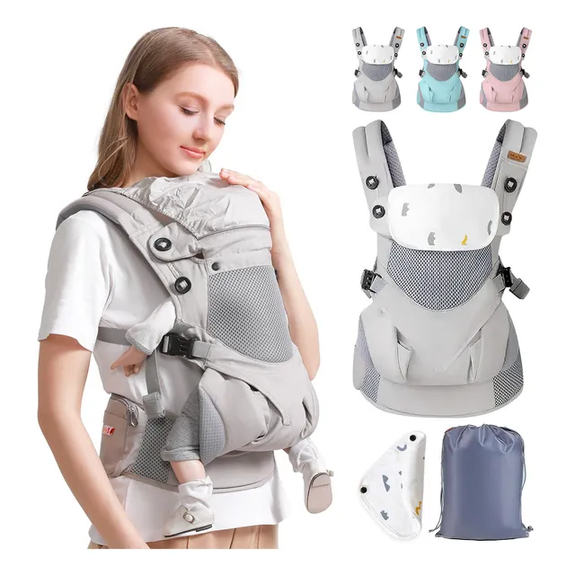 Cangurera Bebe Mochila Portabebes Canguros Ergonomica Asient Color Gris LOKOOY