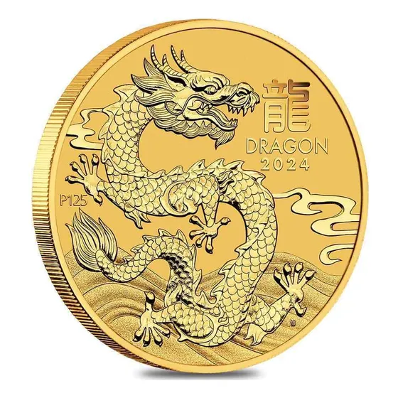 Moneda Oro Australia Serie Lunar Año Dragon 1 Onza Troy 2024