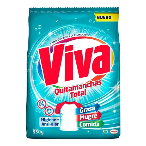 Detergente en Polvo Viva Quitamanchas Total Higiene y Anti Olor 850g