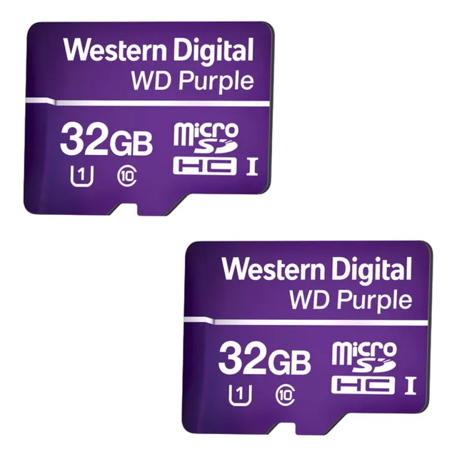 2 Cartão Memória Micro Sd 32gb Wd Purple Cameras Intelbras
