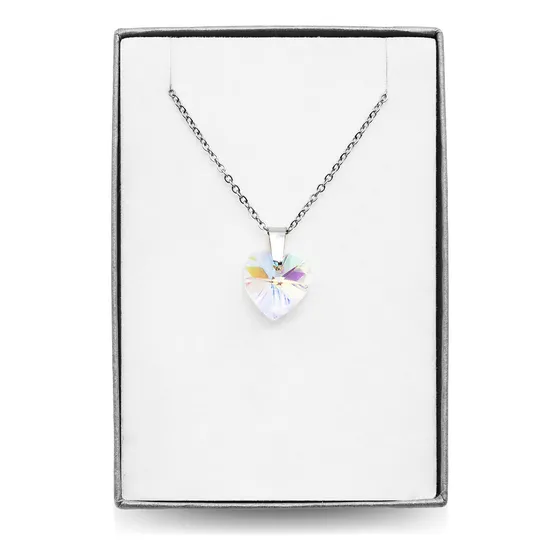 Conjunto Cadena Acero+coLG Cristal Chino Corazón Tor Clcr06b