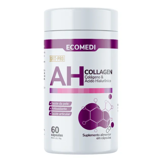 Colágeno Com Ácido Hialurônico Ecomedi 60 Cápsulas Sem Sabor