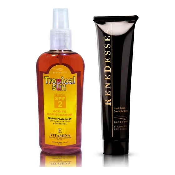 Bronceador C/aceite De Coco Y Zanahoria + Crema  De Manos Rd