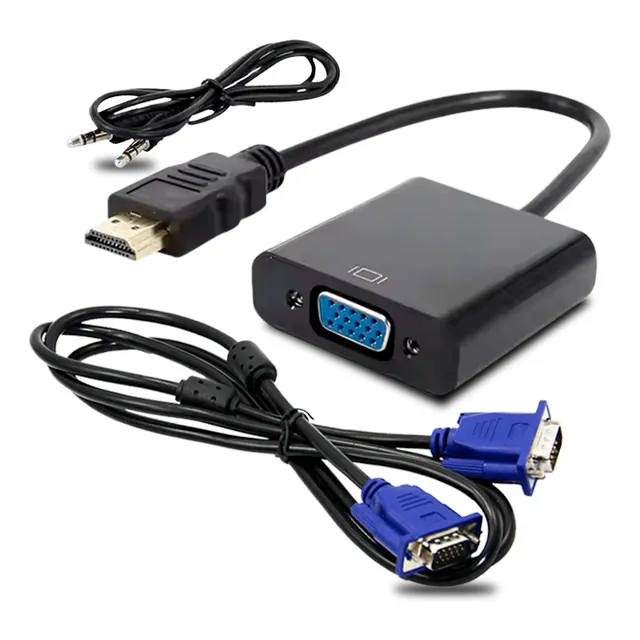 Combo Adaptador Hdmi A Vga+cable Vga 3m Full Hd Calidad-a1