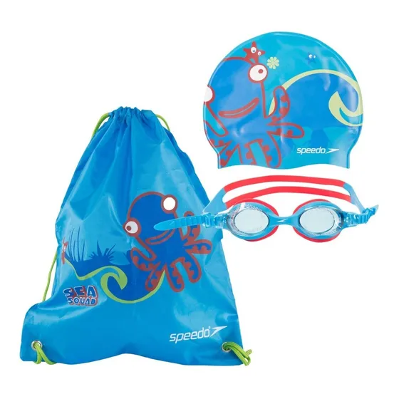 Kit Natación Bolsa De Baño Lentes Y Gorro Speedo Sea Squad