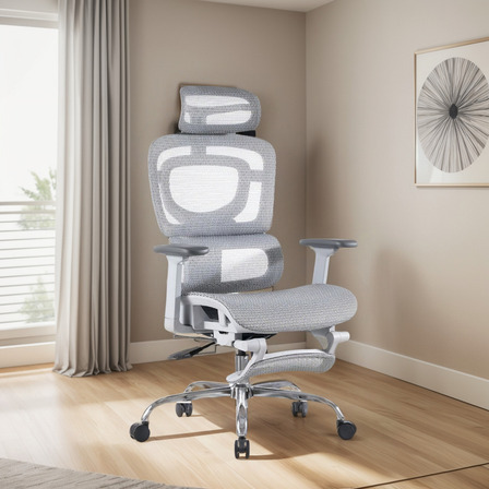 Cadeira Escritório Ergonômica Suporte Lombar Bt07 Com Apoio Cor Cinza Material Do Estofamento Malha Cadeira Escritório Ergonômica Suporte Lombar Bt07 Com Apoio Cor Cinza Material Do Estofamento Malha