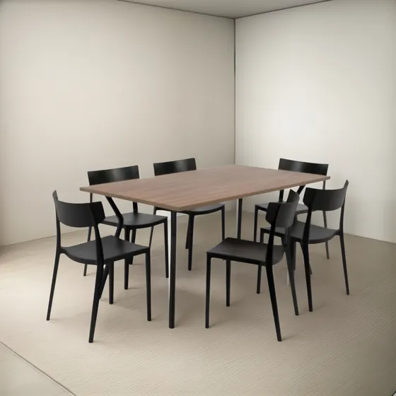Mesa De Comedor Magnolia Rect 1.60x0.90 Mas 6 Sillas Rio
