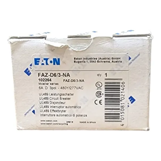 Faz-d6/3-na Ul489 Circuit Breaker 6a 480/277vac 3 Eaton