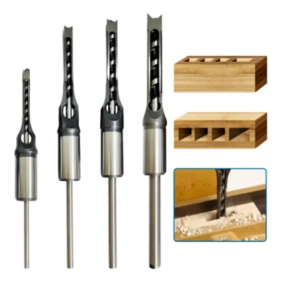 Set De 4 Brocas Cuadradas Para Carpintería 6.4mm A 12.7mm
