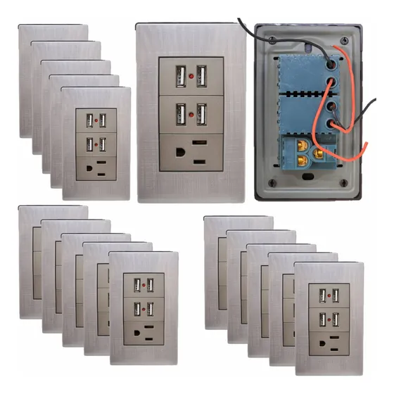 Tomacorriente Y 4 Usb Inoxidable Paquete De 15 Piezas 