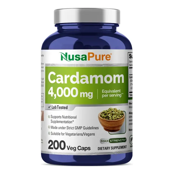 Suplemento De Extracto De Cardamomo Nusapure 4000 Mg 200 Cáp