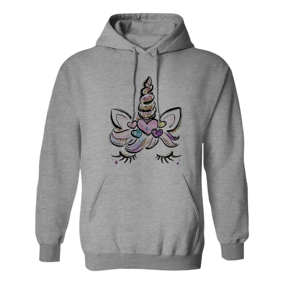 Sudadera Con Gorro Unicornio Corazones De Colores