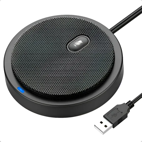 Microfone De Mesa Para Conferência Condensador Omnidirecional Usb Com Botão Mudo Ideal Para Home Office, Reunião Online, Zoom, Teams, Google Meet, Skype, Streaming, Áudio Claro