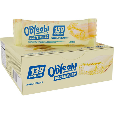 12 Barras Do Oh Yeah! Protein Bar 45g - Sabor Chocolate Branco Com 15g De Proteína Por Barra 12 Barras Do Oh Yeah! Protein Bar 45g - Sabor Chocolate Branco Com 15g De Proteína Por Barra
