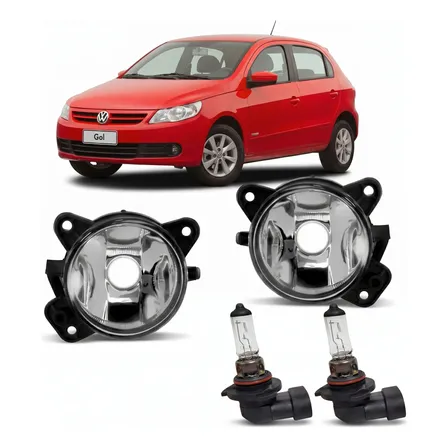 Par Farol Milha Gol G5 Saveiro 08 A 13 Lente Vidro + Lampada Branco