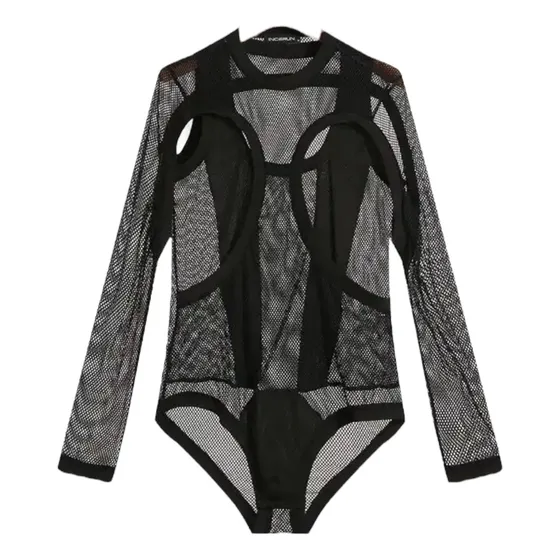 Camiseta En Malla Transparente Body Para Hombre Manga Larga
