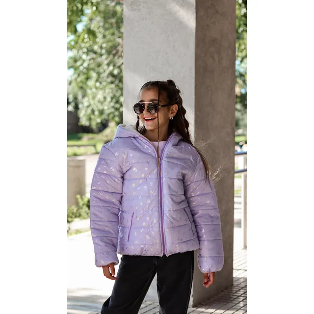 Campera Core Kids Abrigada Nena Con Capucha Foil Helado