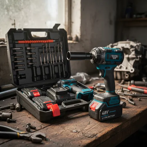 Chave De Impacto 13mm Brushless 500nm 2 Baterias Portátil Cor Azul