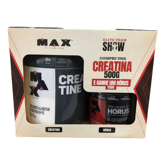 Creatina Pote 500g + Pré Treino Horus 150g Max Titanium Creatina Pote 500g + Pré Treino Horus 150g Max Titanium