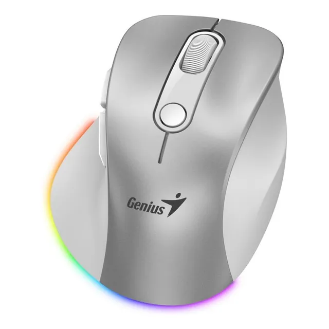 Mouse Genius Inalambrico Bt Recargable Ergo 9000s Pro Silver Color Gris