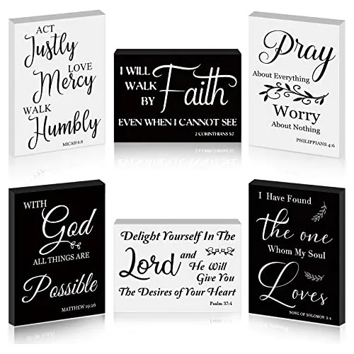 6 Pcs Biblia Versículo Mini Wood Signos Wooden Ser Tt24o