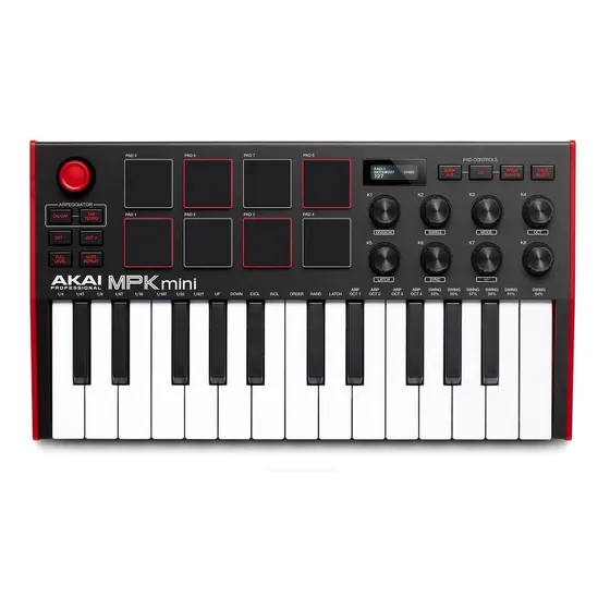 Controlador Midi Usb 8 Pad Ableton Akai Mpk Mini de 25 teclas